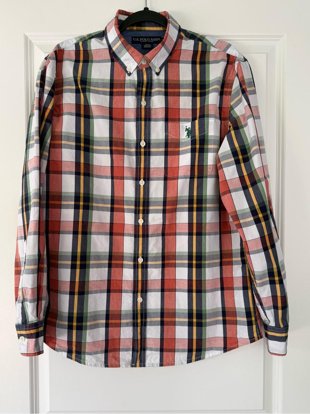 U.S. Polo Assn. Red White Plaid Button-Down Shirt